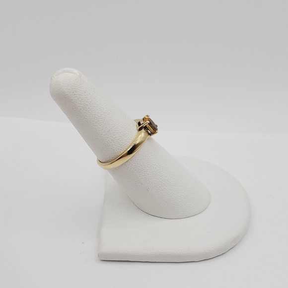 Genuine Oval Citrine Yellow Gold - 925 Sterling Silver Solitaire Ring - Picture 6 of 7